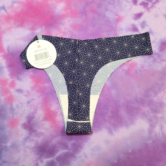 NWT Splendies No Show Navy Blue Thong: M - Picture 2 of 3